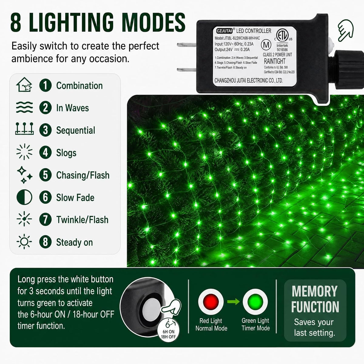 Dazzle Bright - Luces de red de Navidad, 360 LED, 12 pies x 5 pies,...