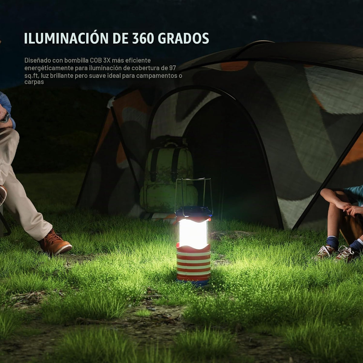 Lichamp Linterna LED de camping, paquete de 4 linternas alimentadas...