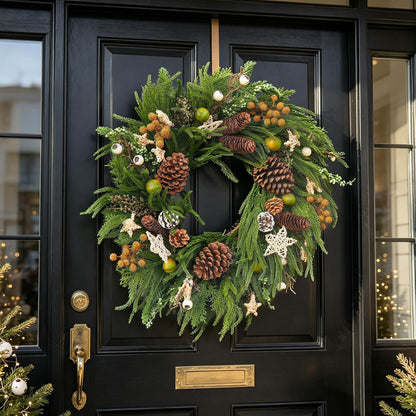 Corona de Navidad de 24 pulgadas con luces, coronas de Navidad | No...
