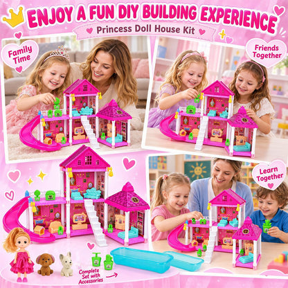 KLADNDER Casa de muñecas, juego de casa de muñecas de 2 pisos y 4 |...