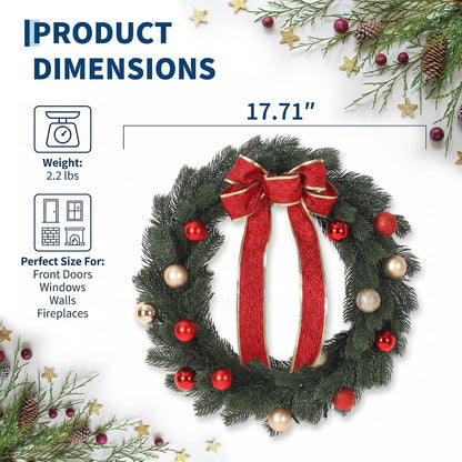 Aptliton Corona de Navidad preiluminada de 18 pulgadas, 35 luces LE...