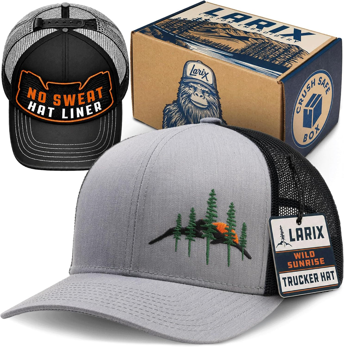 LARIX Trucker Hat Men - Gorra Snapback con parte trasera de malla t...