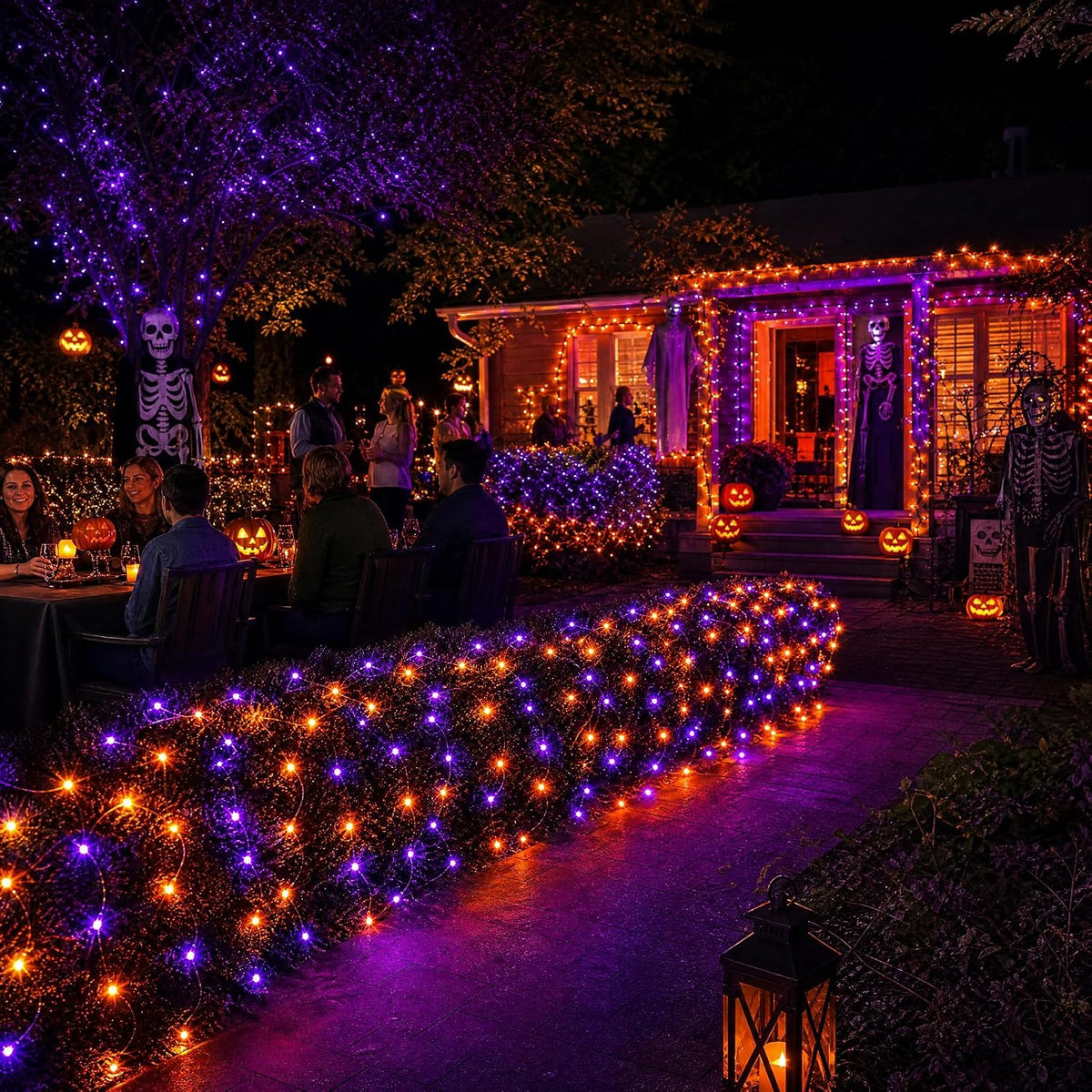 Dazzle Bright 360 luces LED de red de Halloween, 12 pies x 5 pies,...
