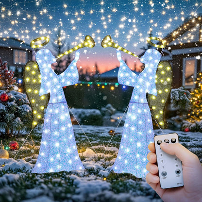Decoración navideña de ángel brillante de 4 pies con temporizador y...