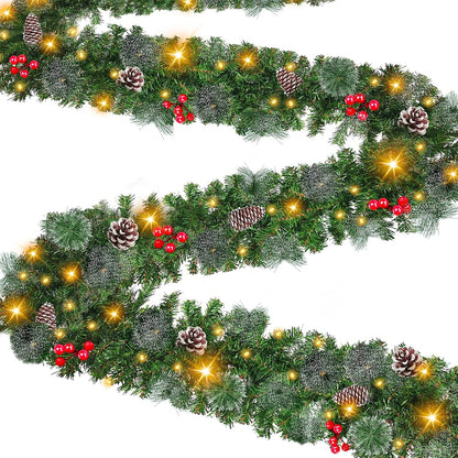 Guirnalda de Navidad de 9 pies por 10 pulgadas, 50 luces LED, guirn...