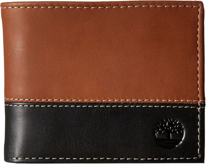 Timberland Billetera plegable de cuero para hombre, color negro\/ma...