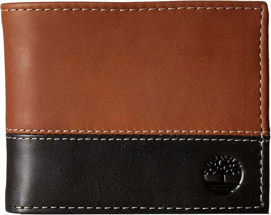 Timberland Billetera plegable de cuero para hombre, color negro\/ma...