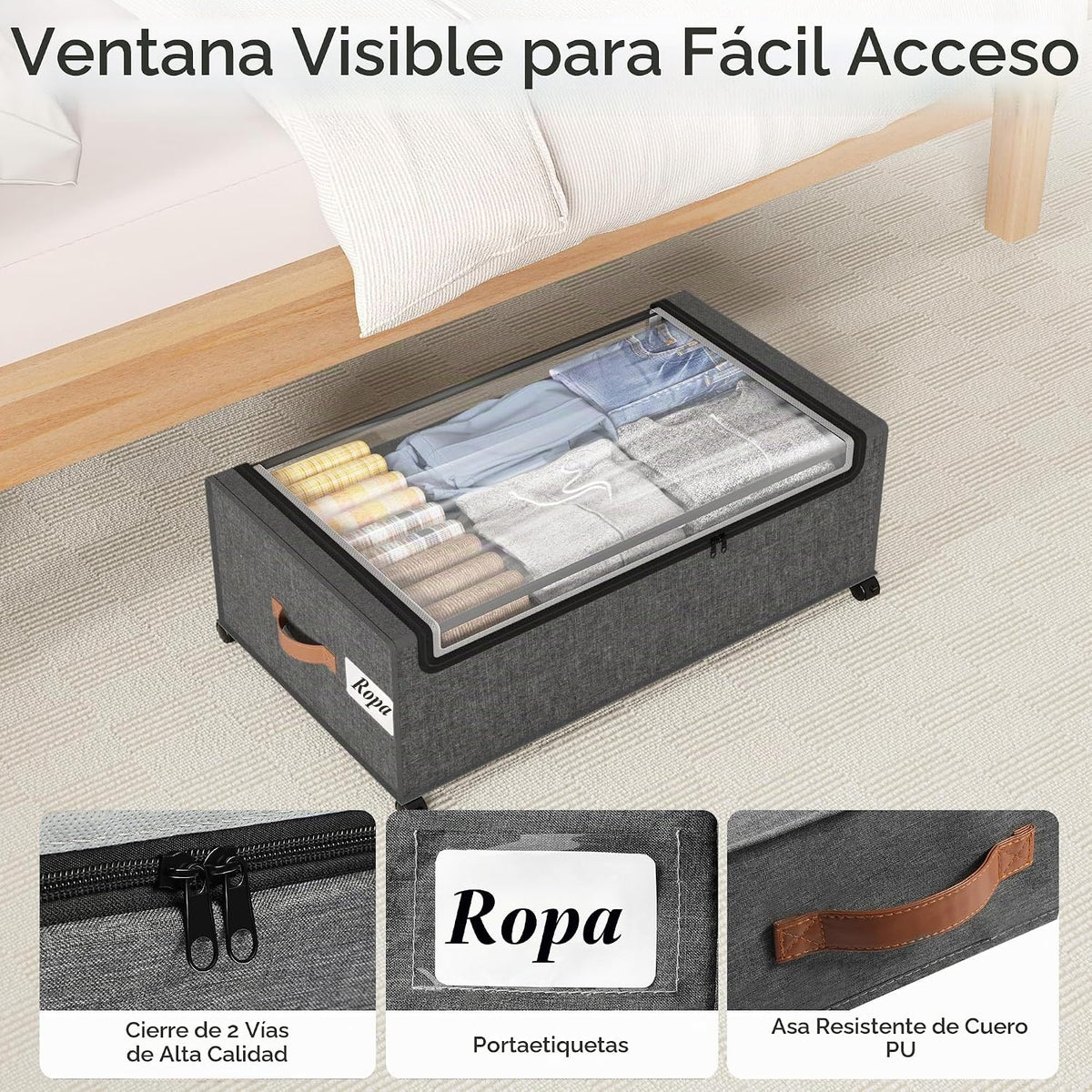 Yecaye Contenedores de almacenamiento debajo de la cama, se adaptan...