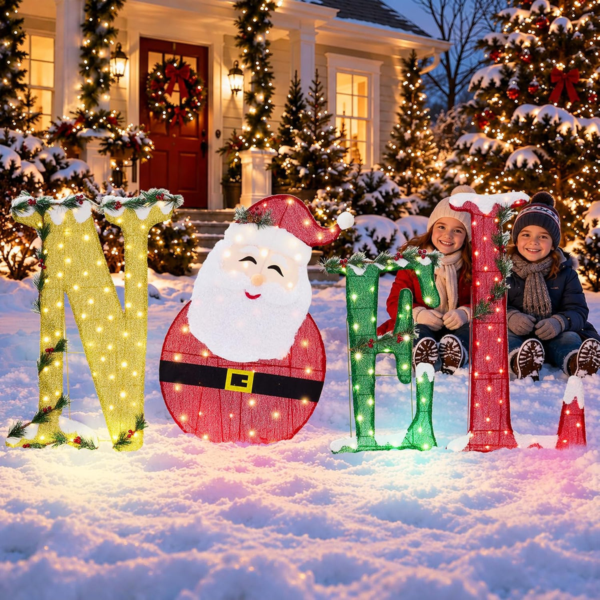 Decoración de letrero de Noel iluminado de Navidad con temporizador...