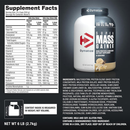 Dymatize Super Mass Gainer Polvo de Proteína, Vainilla Gourmet, 52g...