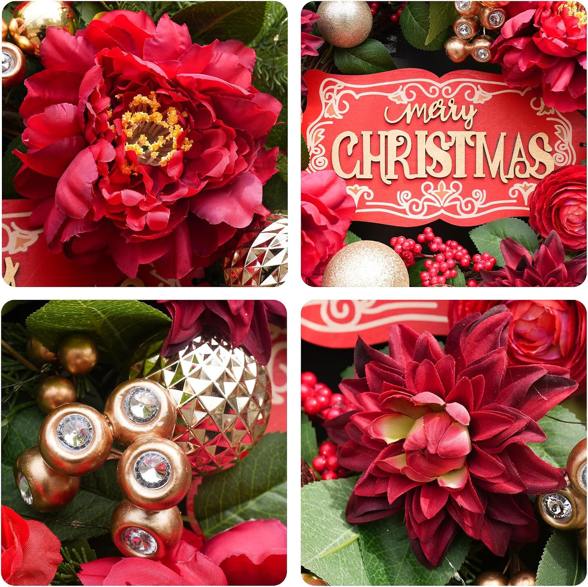 Coronas de Navidad para puerta delantera, corona de Navidad de 24 p...