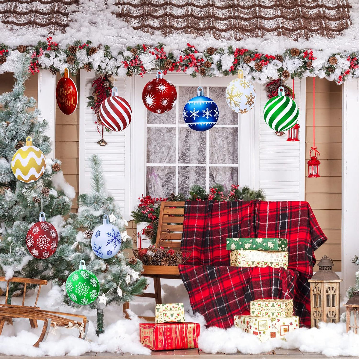 Sumind - 10 adornos navideños para colgar al aire libre, clásico |...