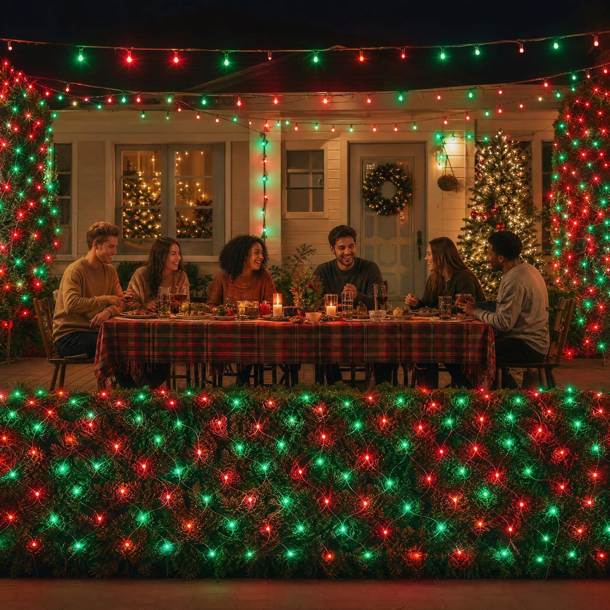 Dazzle Bright - Red de luces de Navidad de 12 pies x 5 pies, 360 lu...