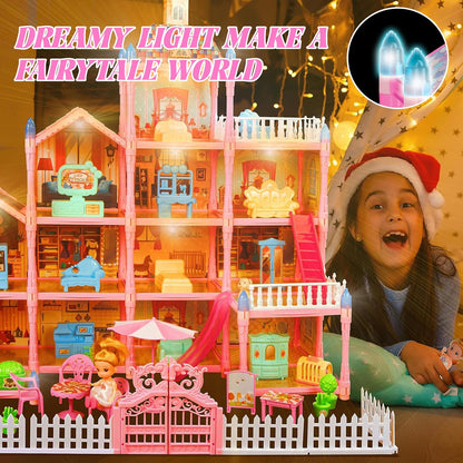 OCTERIC Casa de muñecas para niñas, casa de muñecas de 13 habitacio...