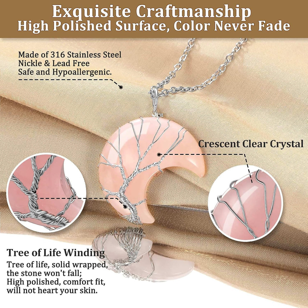Bestyle Collar de cristal curativo envuelto en árbol de la vida, co...