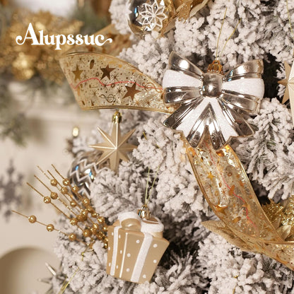 Alupssuc - Juego de 82 bolas de Navidad clásicas, color blanco y do...