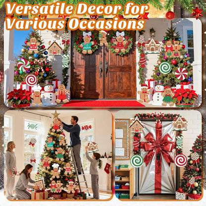 20 piezas de decoraciones navideñas de pan de jengibre para exterio...