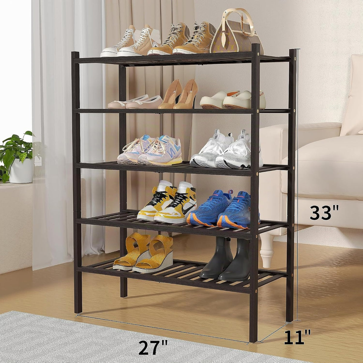 ROMGUAR CRAFT Zapatero de Bambú de 5 Niveles para Closet Independie...