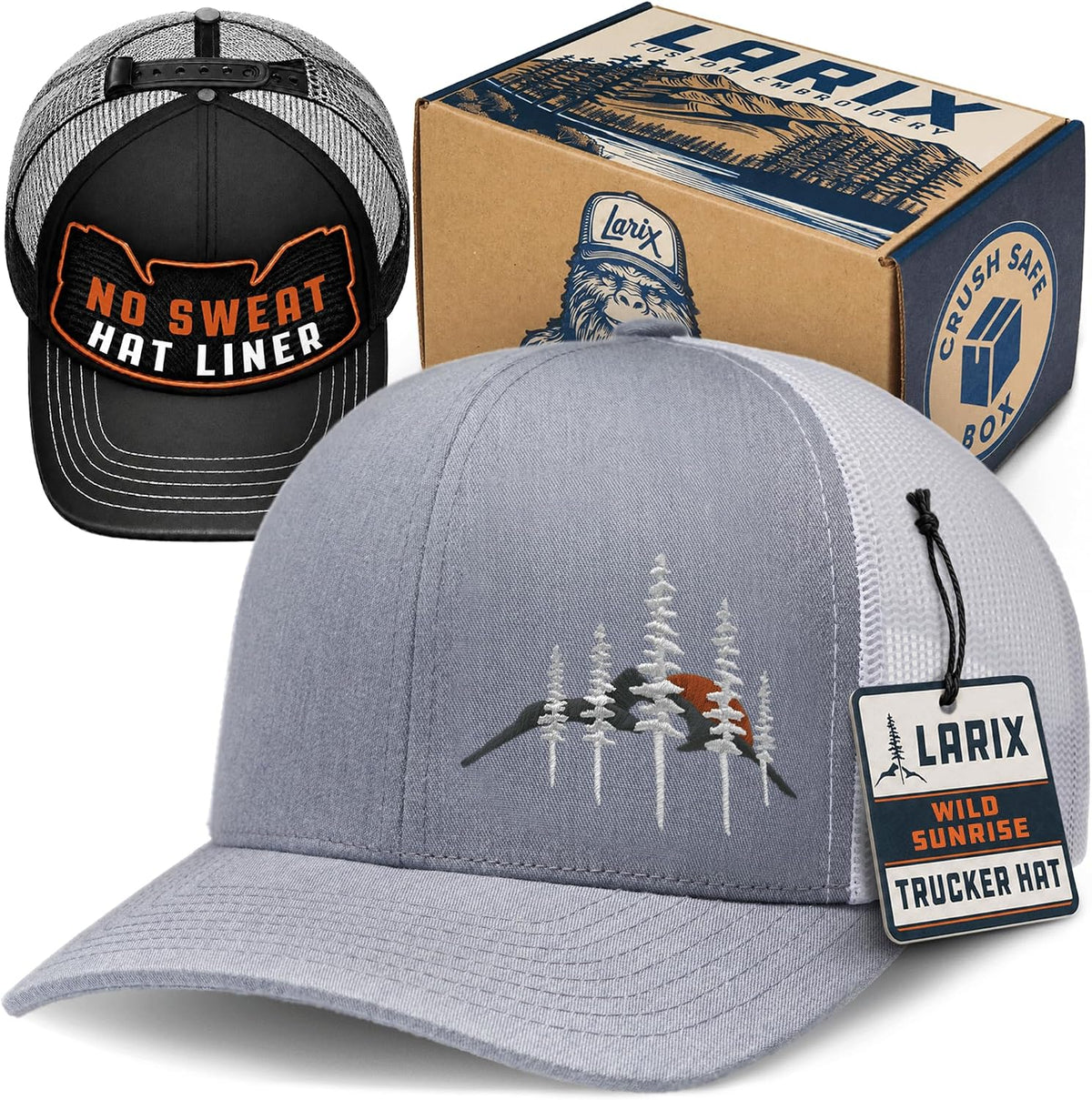 LARIX Trucker Hat Men - Gorra Snapback con parte trasera de malla t...