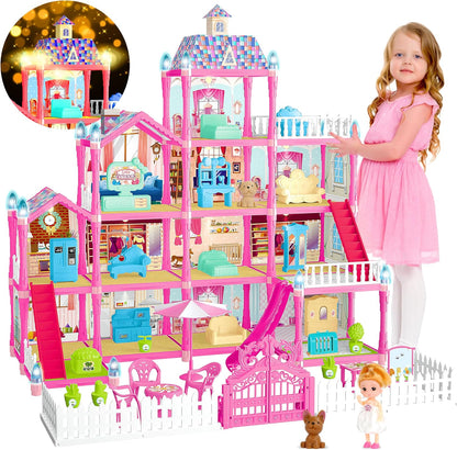 OCTERIC Casa de muñecas para niñas, casa de muñecas de 13 habitacio...