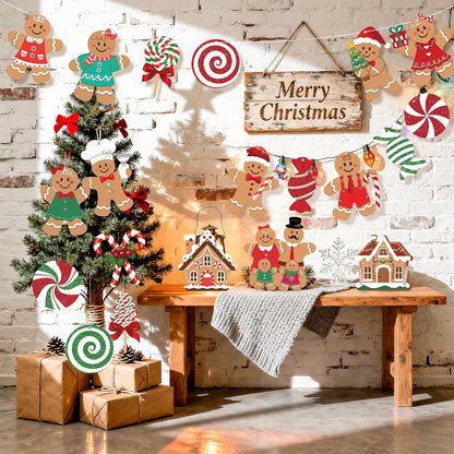 20 piezas de decoraciones navideñas de pan de jengibre para exterio...