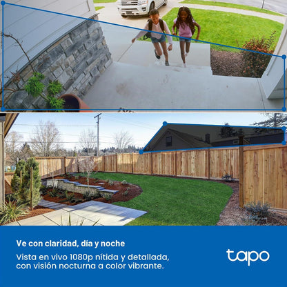 Tapo Cámara de seguridad inalámbrica para exteriores 1080p, aliment...