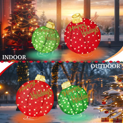 Juego de 2 adornos navideños iluminados de 3 pies, ampliables para...
