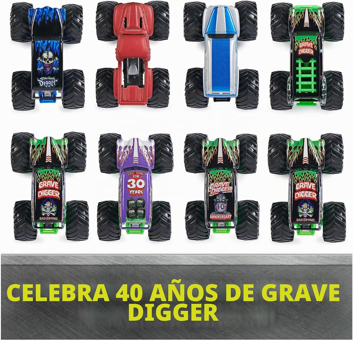 Monster Jam, Paquete de 8 camiones monstruo de Grave Digger del 40º...
