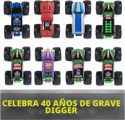 Monster Jam, Paquete de 8 camiones monstruo de Grave Digger del 40º...