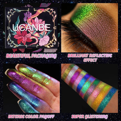 UCANBE Paleta de sombra de ojos multicromática camaleón, 10 colores...