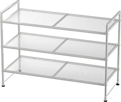 Simple Houseware Zapatero apilable de malla de 3 niveles, color pla...