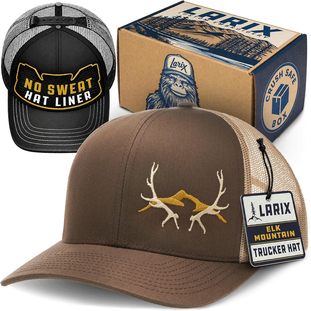 LARIX Trucker Hat Men - Gorra Snapback con parte trasera de malla t...
