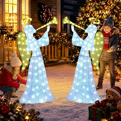 Decoración navideña de ángel brillante de 4 pies con temporizador y...