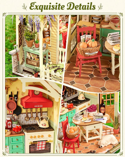 Rolife Kit de casa en miniatura para adultos (cocina de granja ilum...
