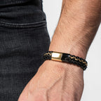 SERASAR | Pulsera de cuero genuino de primera calidad [acero] para...