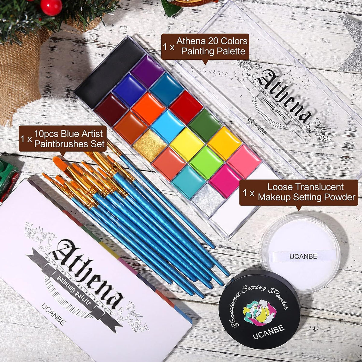UCANBE Athena - Paleta de aceite de pintura facial y cuerpo + polvo...