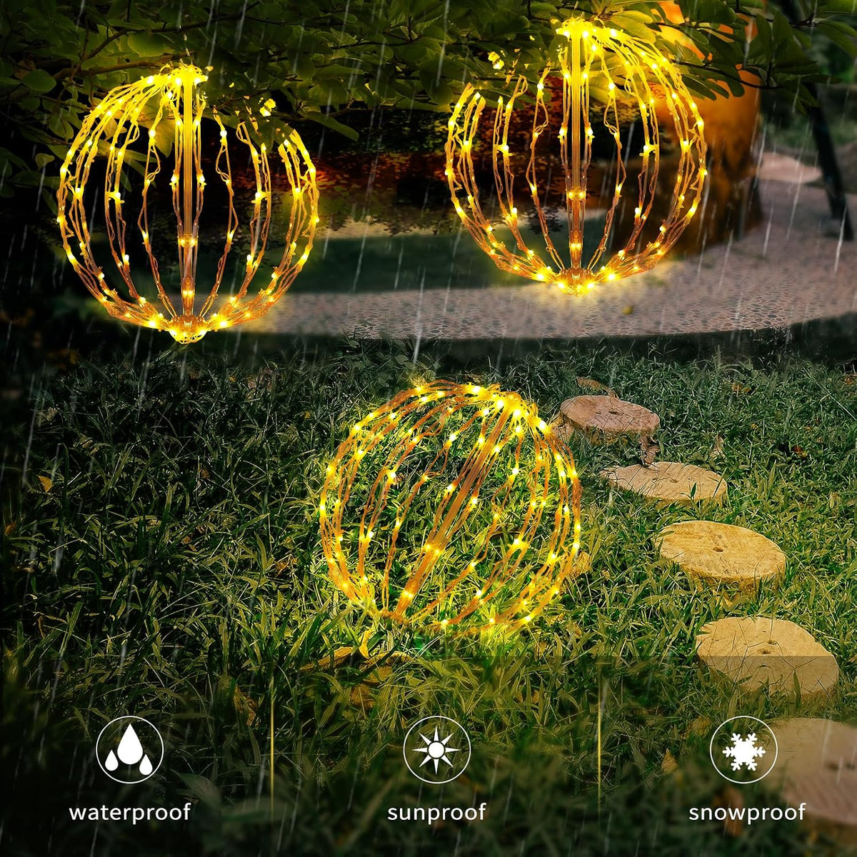 Bolas de luz de Navidad de 16 pulgadas, paquete de 3 decoraciones n...