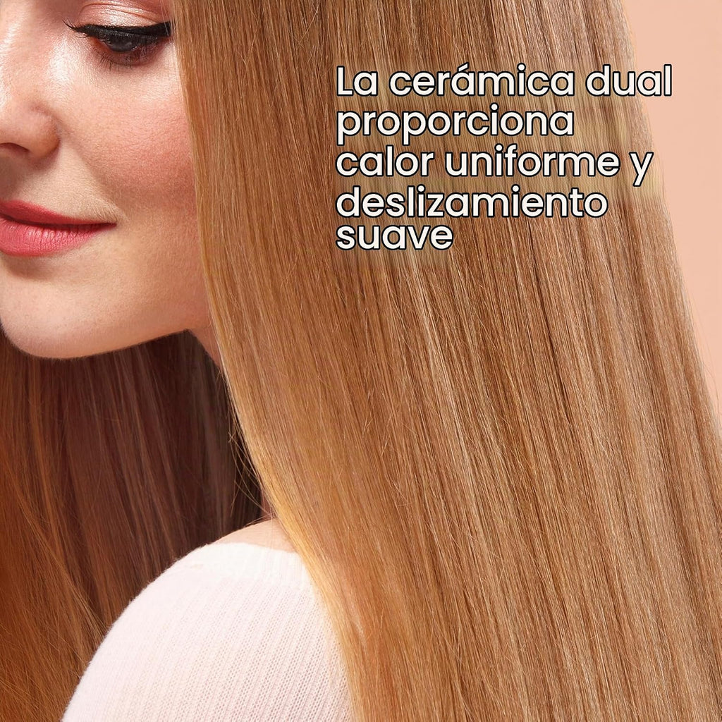 Conair - Plancha para el cabello, doble cerámica, platos extralargo...