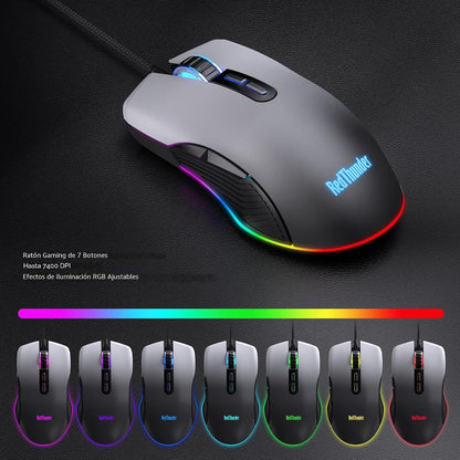 RedThunder K10, combo de teclado y mouse para juegos con cable, con...