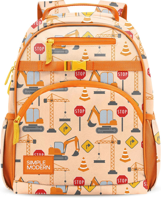 Simple Modern Mochila para niños y niñas escolares, -Zona de constr...