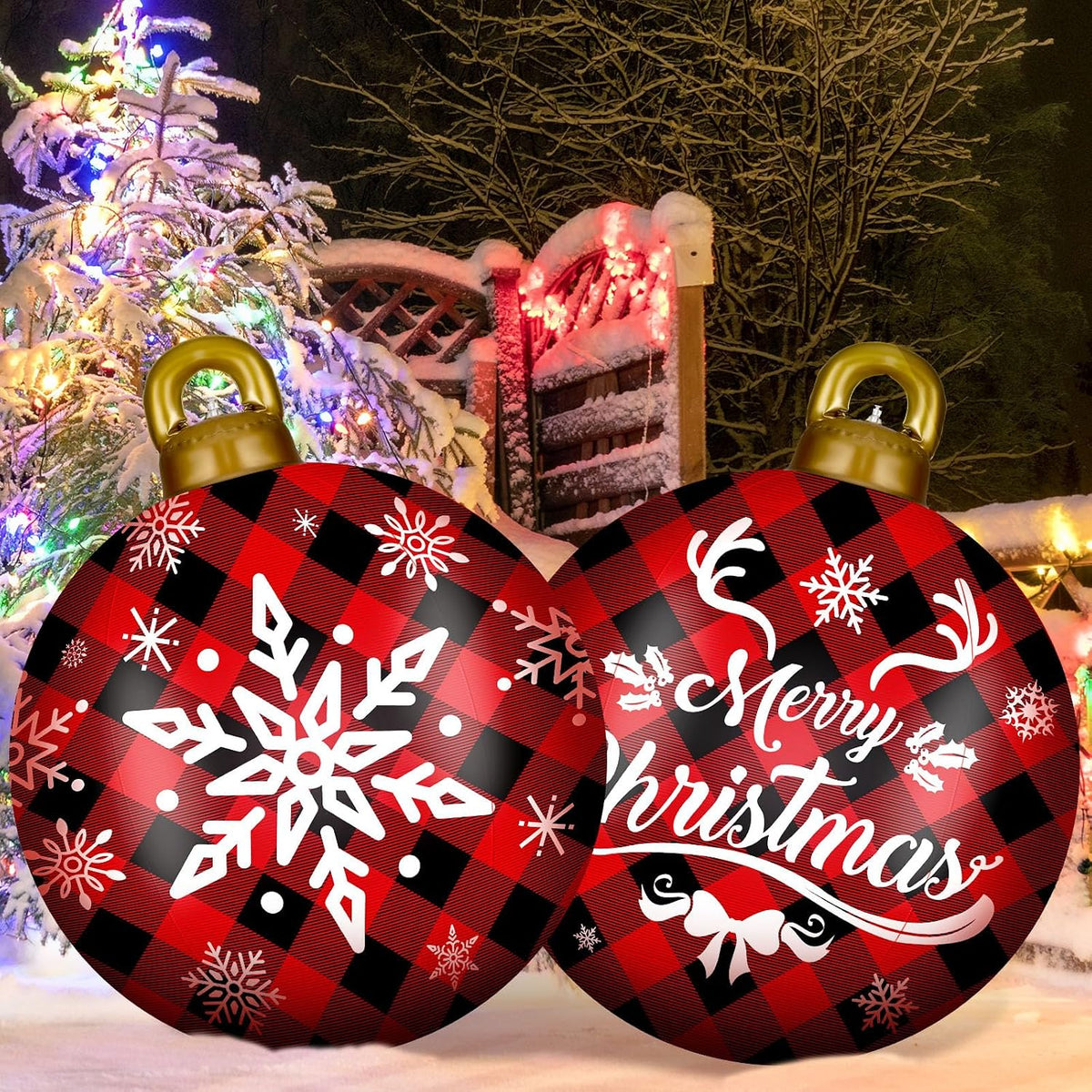 Jetec - Juego de 2 esferas inflables gigantes de Navidad de 32 pulg...