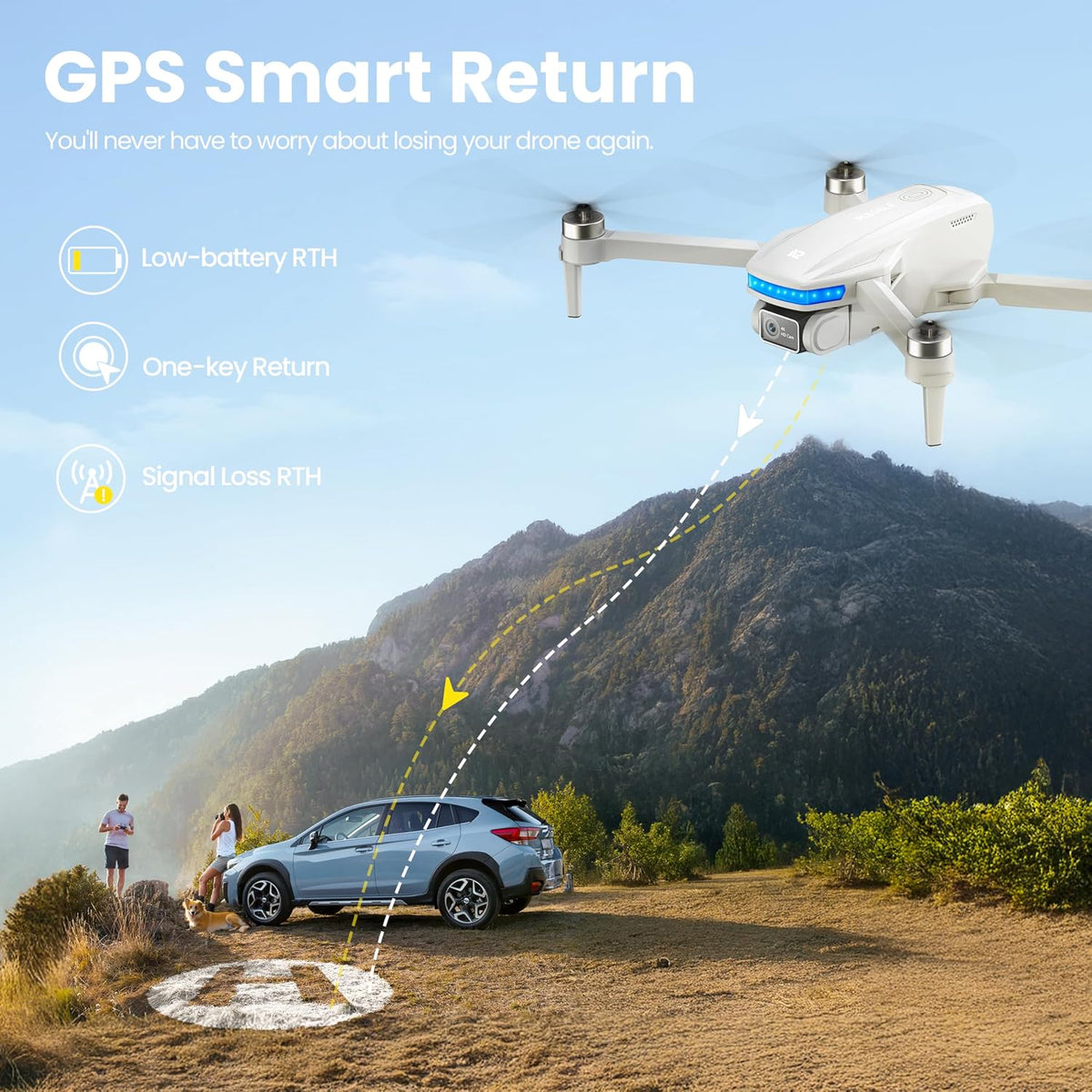 PLEGBLE Drones con cámara para adultos 4K, dron GPS, retorno automá...
