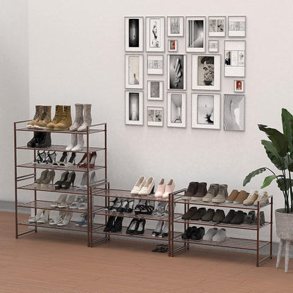 Simple Houseware Zapatero apilable con panel de metal de 3 niveles,...
