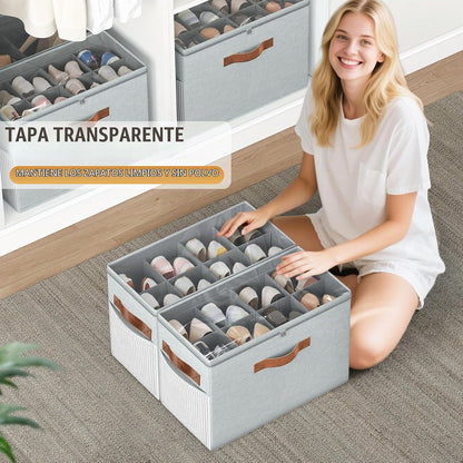 Paquete de 2 organizadores de zapatos para armario, almacenamiento...