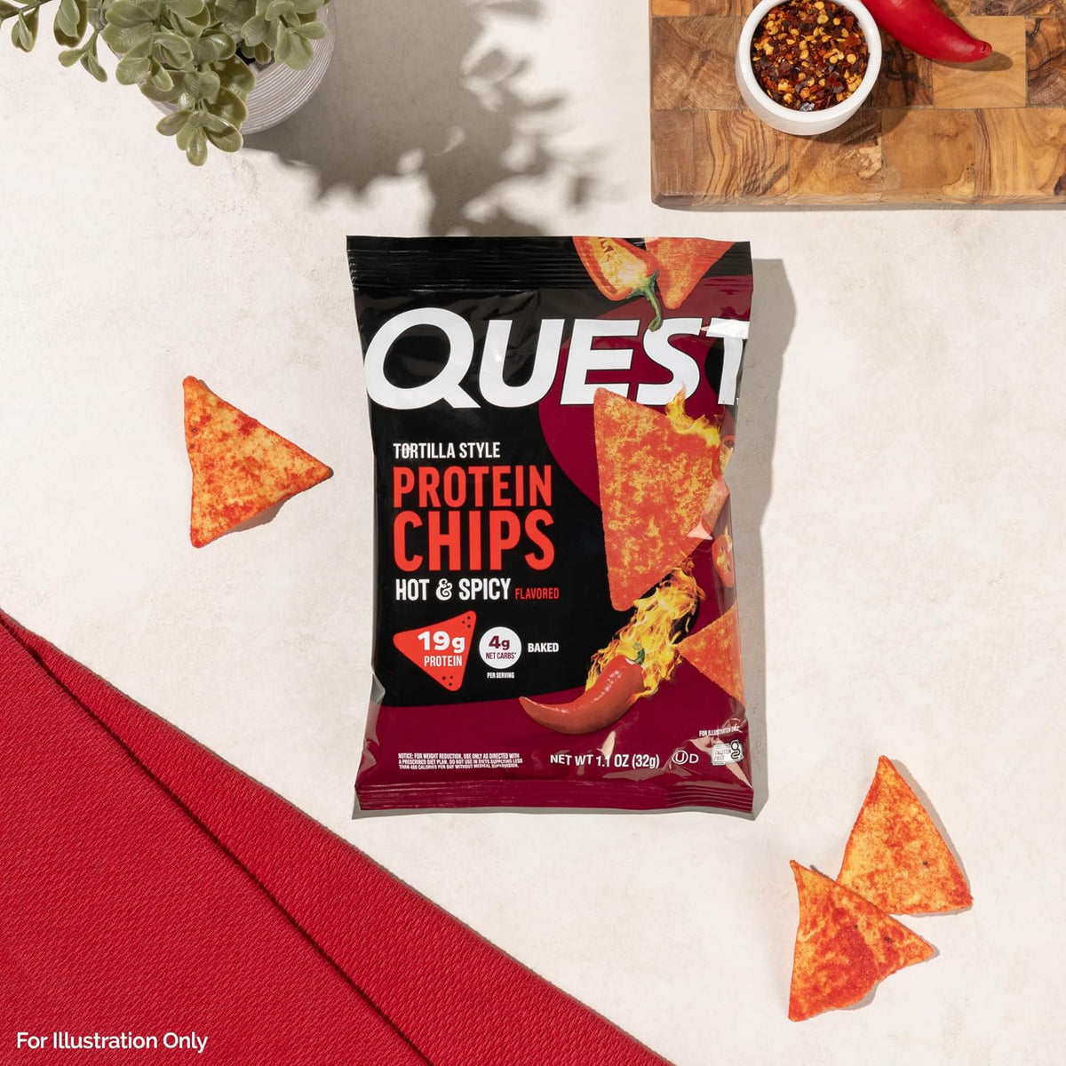 Quest Nutrition Hot &amp; Spicy Tortilla Style Chips de proteína, 1...