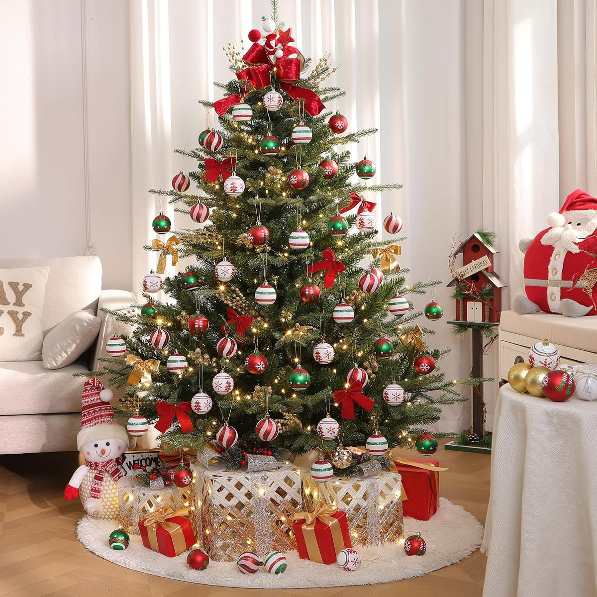 SHareconn 30 bolas de árbol de Navidad de 2.36 pulgadas, adornos ro...