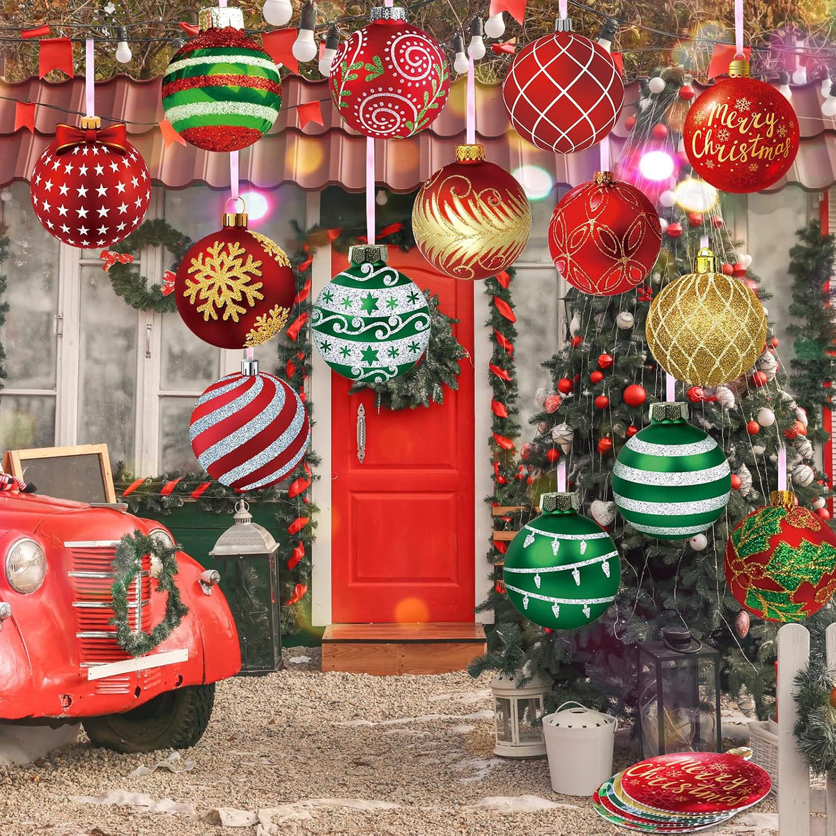 Rtteri - 30 adornos colgantes de Navidad para exteriores, estilo vi...