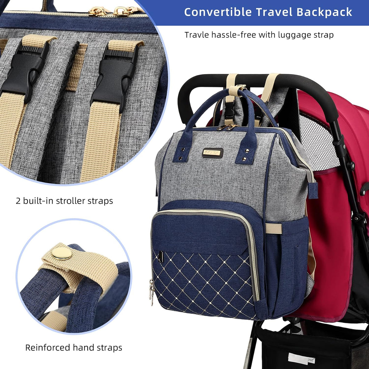 Mochila para pañales, bolsas de pañales para bebés, niñas y niños,...