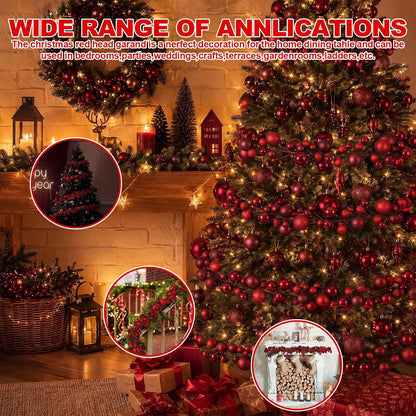 Yuxung 2 guirnaldas decorativas de bolas de Navidad de 15 pies, col...