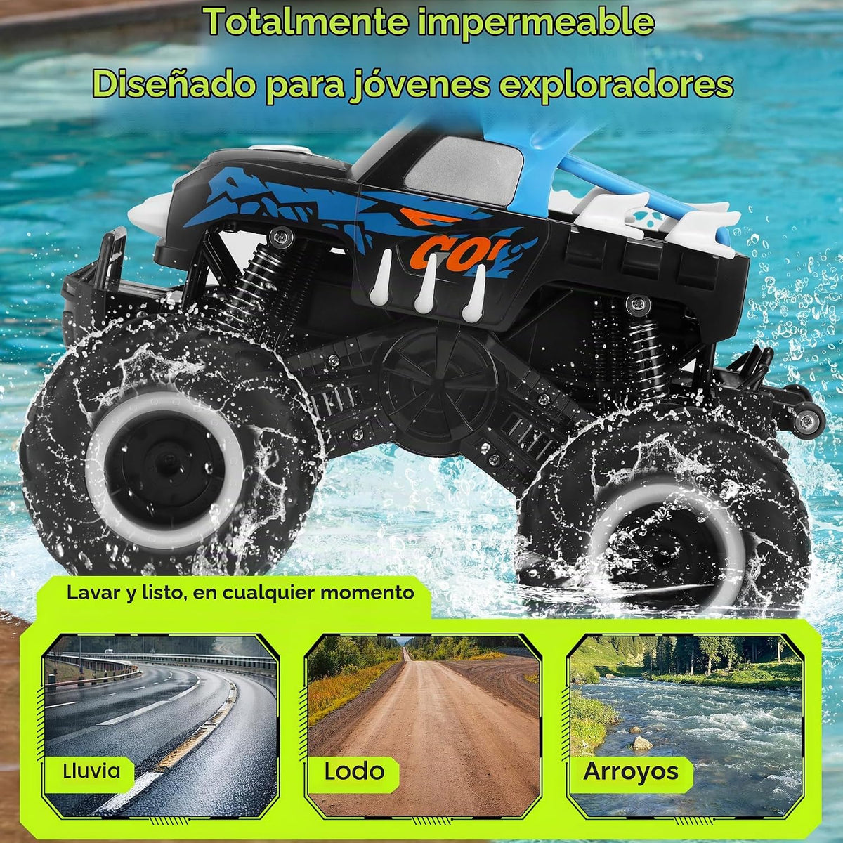 Threeking 1:16 Camión Monstruo Anfibio Todo Terreno Coche de Contro...